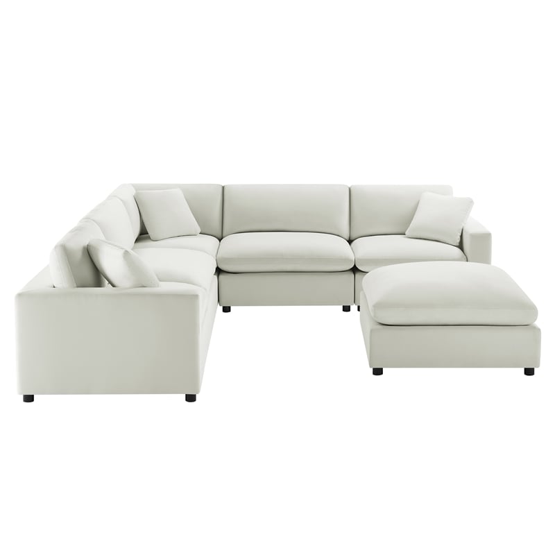 Pemberly Row Modular 6-Piece Sectional in Ivory Performance Fabric