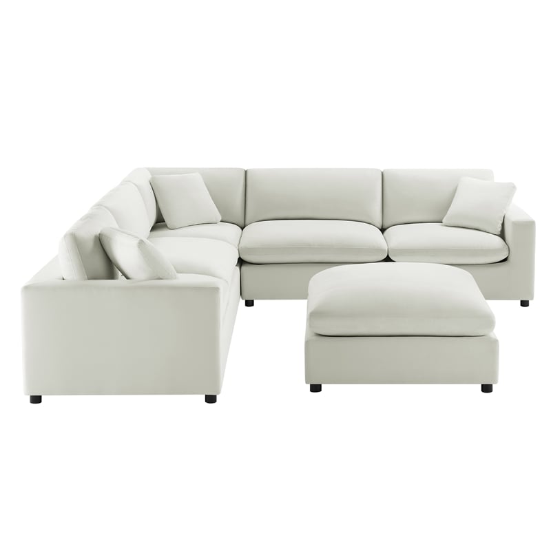 Pemberly Row Modular 6-Piece Sectional in Ivory Performance Fabric