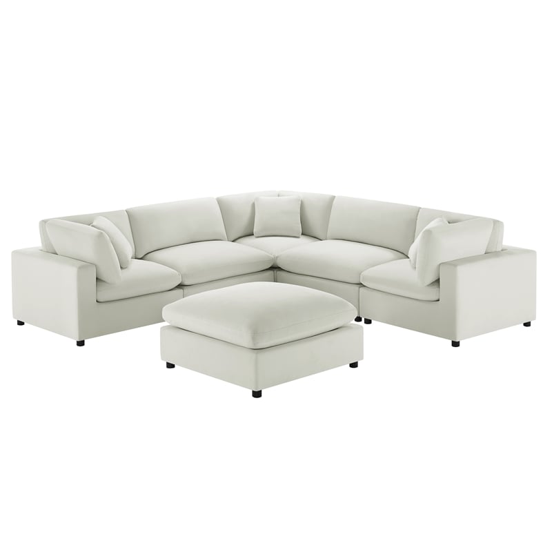 Pemberly Row Modular 6-Piece Sectional in Ivory Performance Fabric