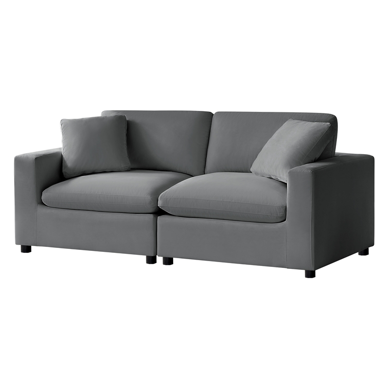 Pemberly Row Modular 2-Piece Sofa in Charcoal Performance Fabric