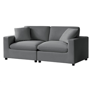 Pemberly Row Modular 2-Piece Sofa in Charcoal Performance Fabric