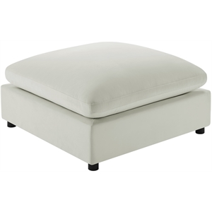 Pemberly Row Beige Fabric Ottoman in Ivory Performance Fabric