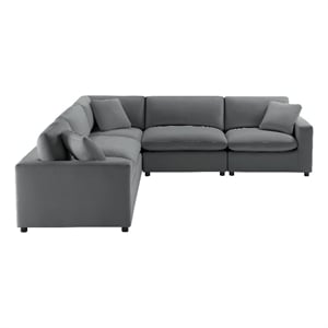 Pemberly Row Modular 5-Piece Sectional in Charcoal Performance Fabric