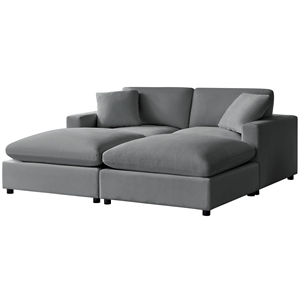 Pemberly Row Modular 4-Piece Sectional in Charcoal Performance Fabric