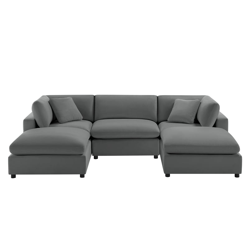 Pemberly Row Modular 5-PC XL Sectional in Charcoal Performance Fabric