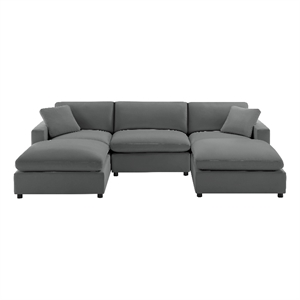 Pemberly Row Modular 5-PC XL Sectional in Charcoal Performance Fabric