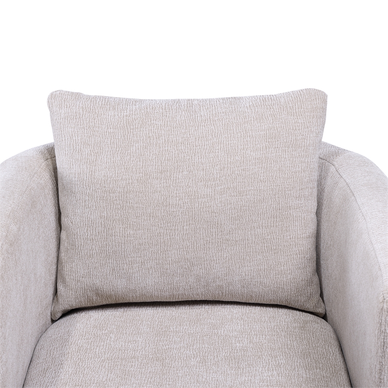 Pemberly Row Contemporary Beige Linen Fabric Swivel Barrel Chair