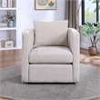 Pemberly Row Contemporary Beige Linen Fabric Swivel Barrel Chair