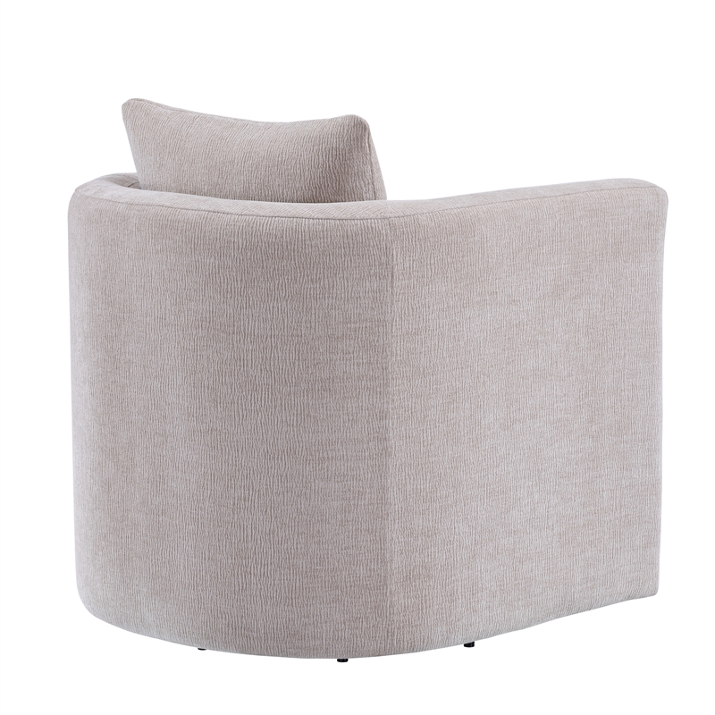 Pemberly Row Contemporary Beige Linen Fabric Swivel Barrel Chair