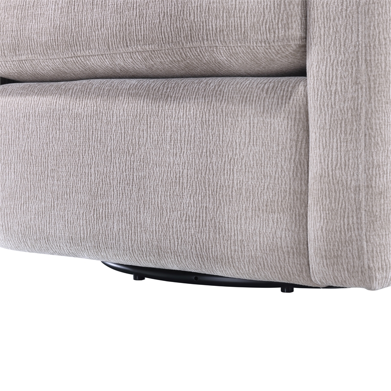 Pemberly Row Contemporary Beige Linen Fabric Swivel Barrel Chair