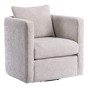Pemberly Row Contemporary Beige Linen Fabric Swivel Barrel Chair