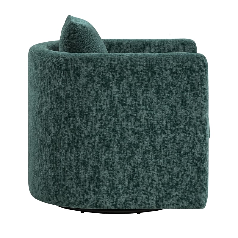 Pemberly Row Contemporary Peacock Green Fabric Swivel Barrel Chair