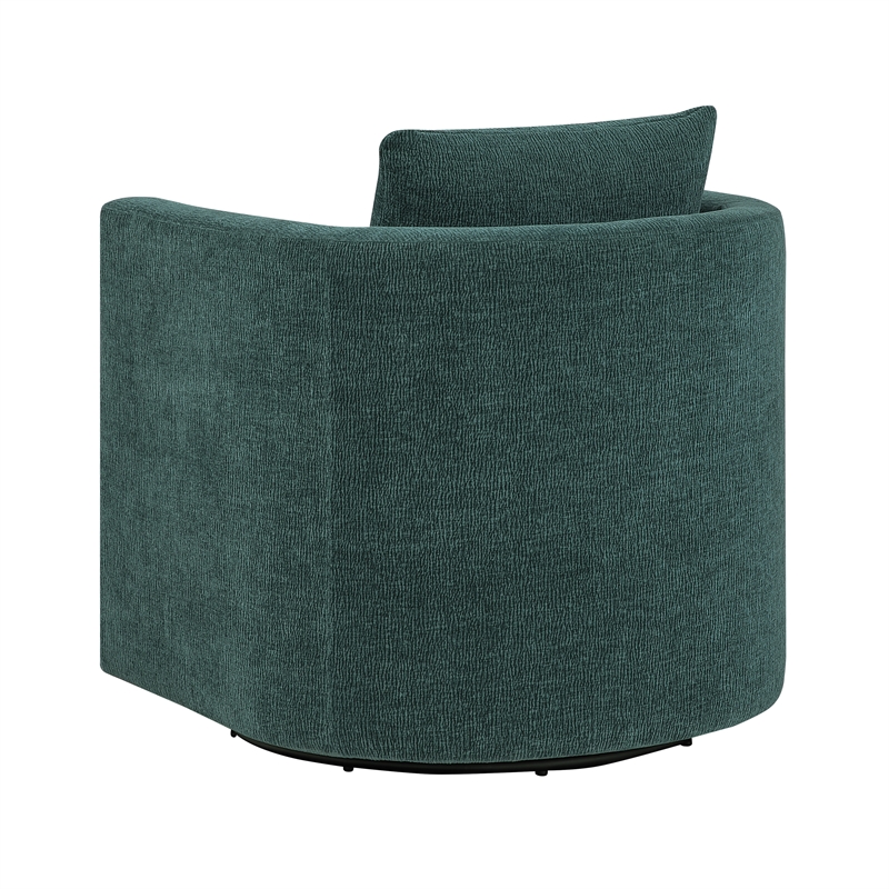 Pemberly Row Contemporary Peacock Green Fabric Swivel Barrel Chair
