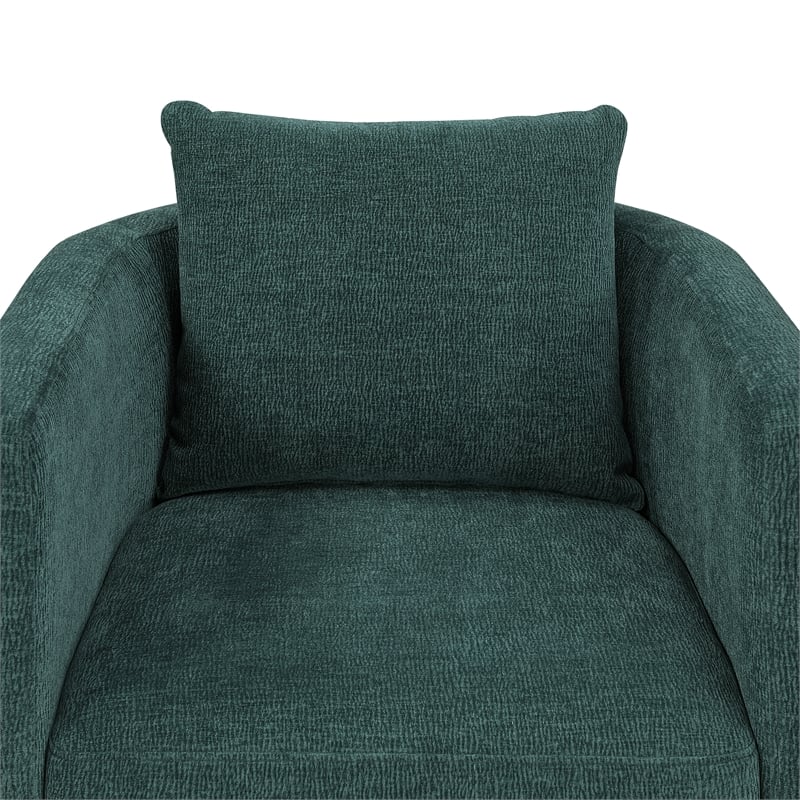 Pemberly Row Contemporary Peacock Green Fabric Swivel Barrel Chair