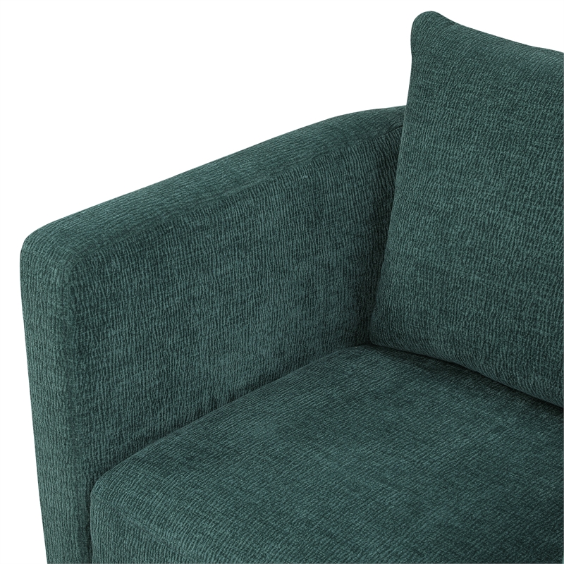 Pemberly Row Contemporary Peacock Green Fabric Swivel Barrel Chair
