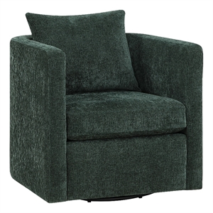 Pemberly Row Contemporary Green Upholstered Fabric Swivel Barrel Chair