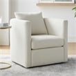 Pemberly Row Contemporary Ivory Performance Fabric Swivel Barrel Chair