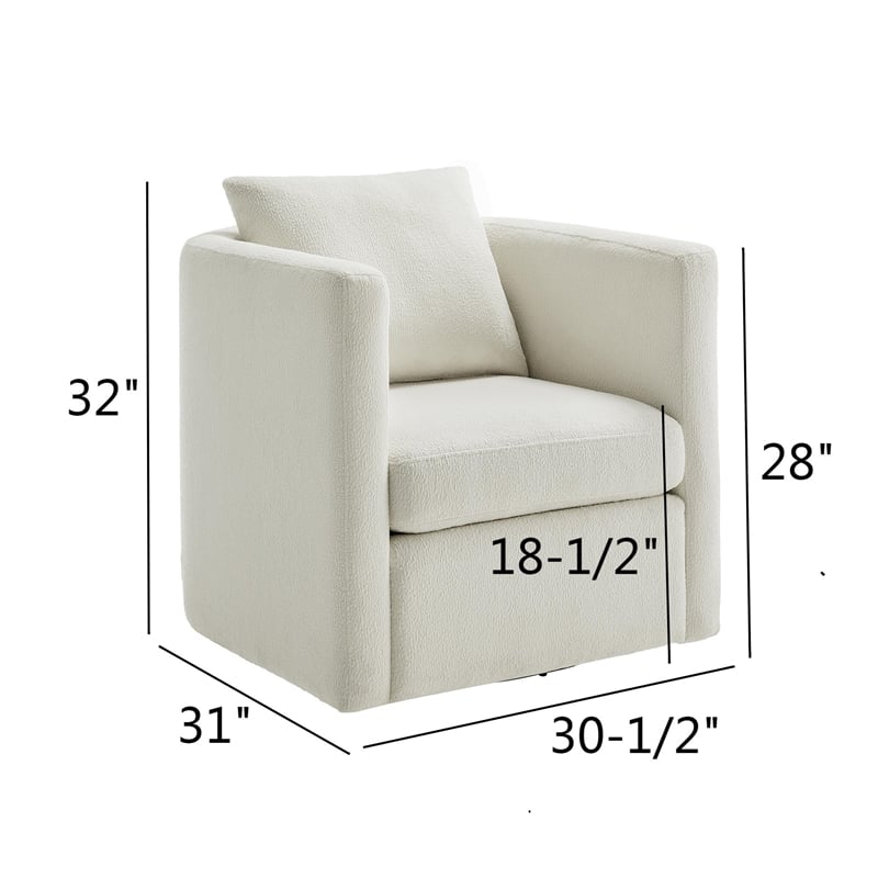 Pemberly Row Contemporary Ivory Performance Fabric Swivel Barrel Chair