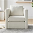 Pemberly Row Contemporary Ivory Performance Fabric Swivel Barrel Chair