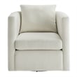 Pemberly Row Contemporary Ivory Performance Fabric Swivel Barrel Chair