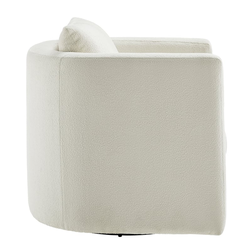 Pemberly Row Contemporary Ivory Performance Fabric Swivel Barrel Chair