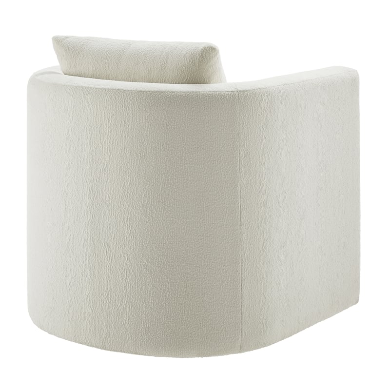 Pemberly Row Contemporary Ivory Performance Fabric Swivel Barrel Chair