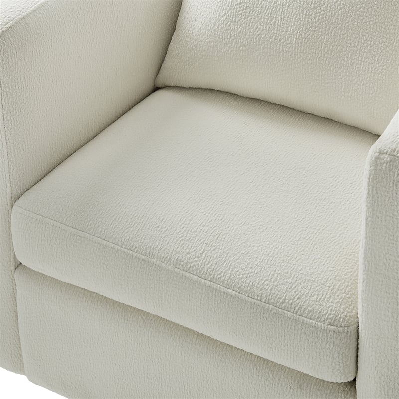 Pemberly Row Contemporary Ivory Performance Fabric Swivel Barrel Chair