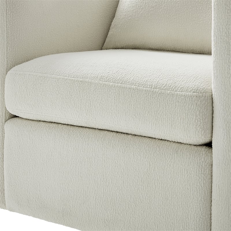 Pemberly Row Contemporary Ivory Performance Fabric Swivel Barrel Chair