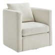 Pemberly Row Contemporary Ivory Performance Fabric Swivel Barrel Chair