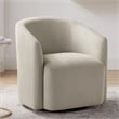 Pemberly Row Contemporary Sea Oat Beige Fabric Swivel Barrel Chair