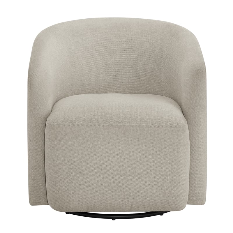 Pemberly Row Contemporary Sea Oat Beige Fabric Swivel Barrel Chair