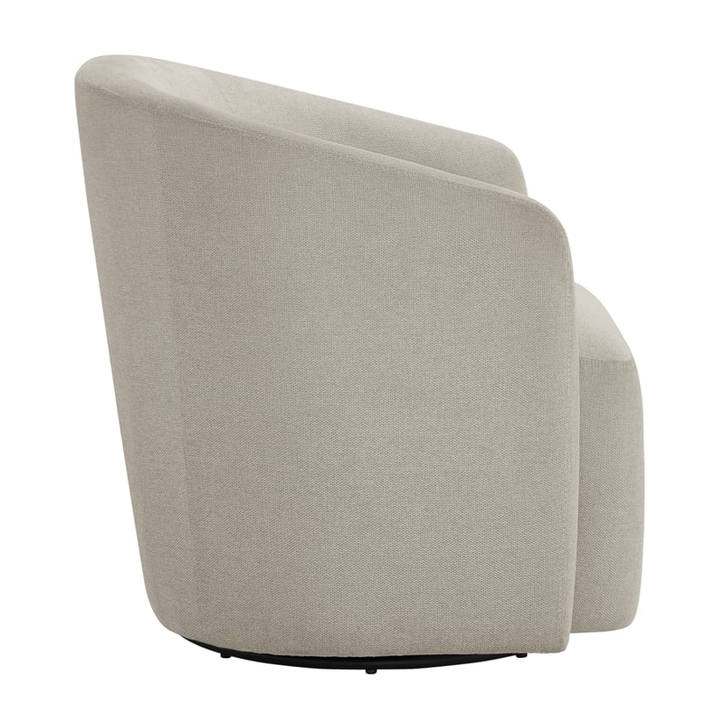 Pemberly Row Contemporary Sea Oat Beige Fabric Swivel Barrel Chair