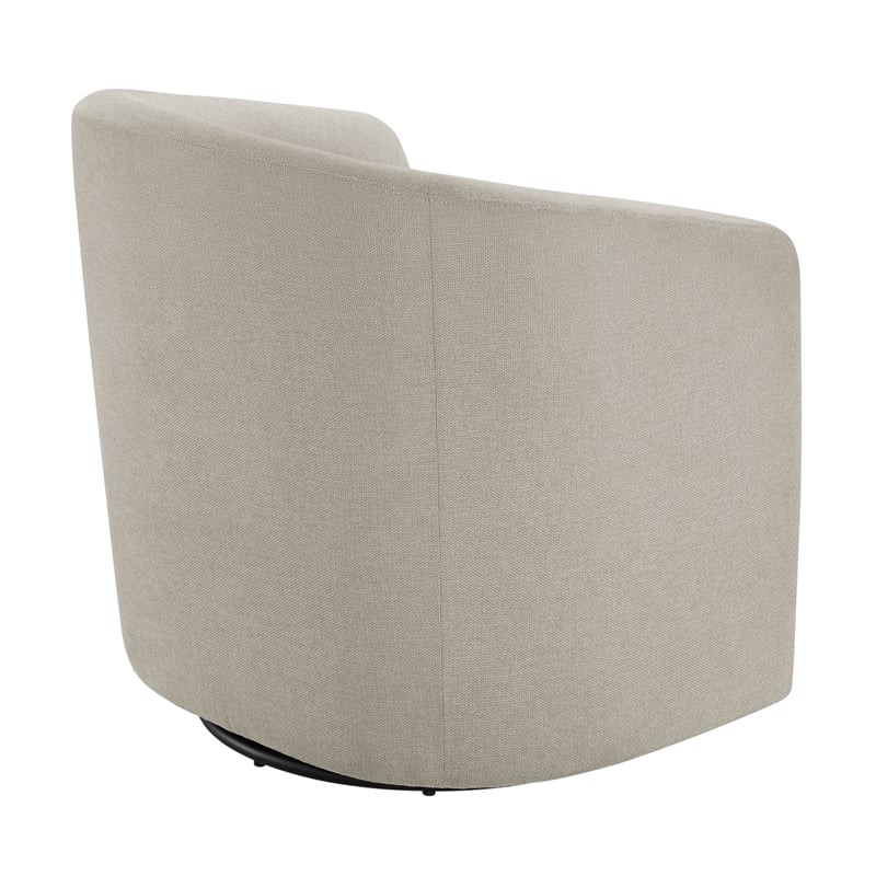 Pemberly Row Contemporary Sea Oat Beige Fabric Swivel Barrel Chair