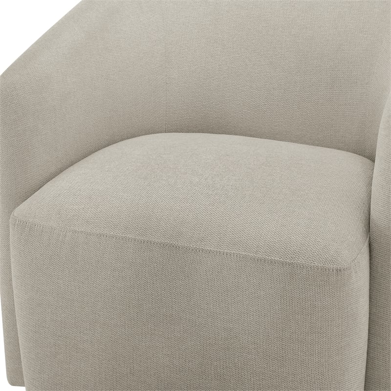 Pemberly Row Contemporary Sea Oat Beige Fabric Swivel Barrel Chair