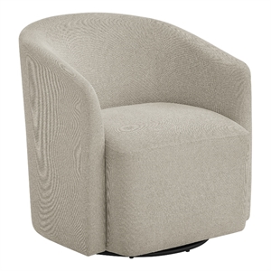Pemberly Row Contemporary Sea Oat Beige Fabric Swivel Barrel Chair