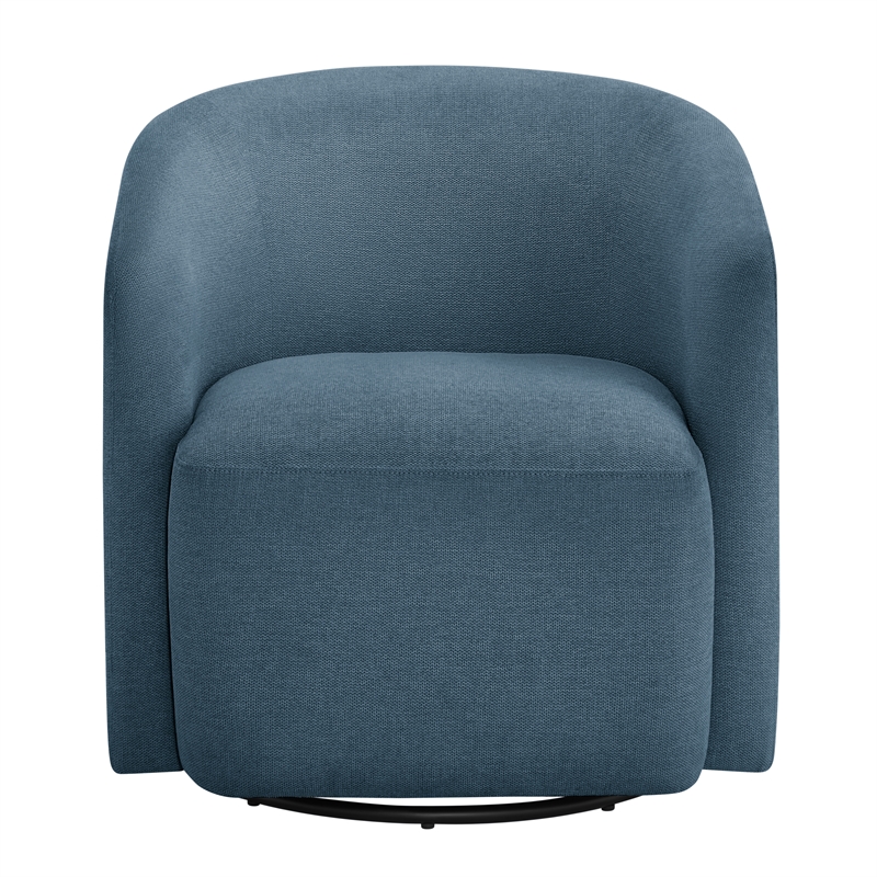 Pemberly Row Contemporary Blue Fabric Swivel Barrel Accent Chair