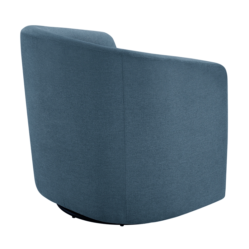 Pemberly Row Contemporary Blue Fabric Swivel Barrel Accent Chair