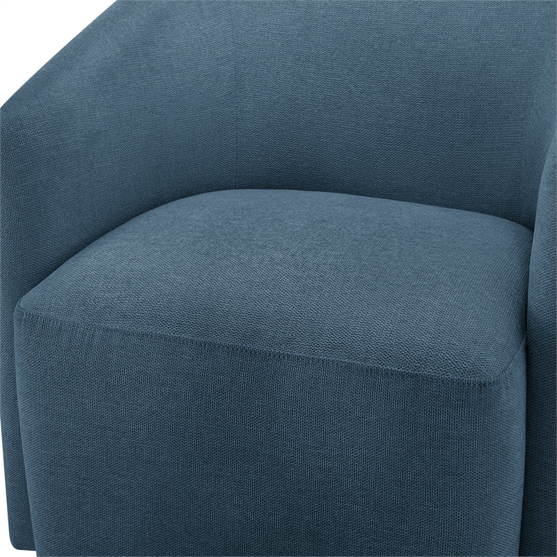 Pemberly Row Contemporary Blue Fabric Swivel Barrel Accent Chair