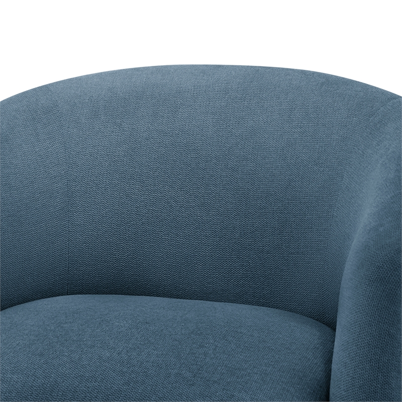 Pemberly Row Contemporary Blue Fabric Swivel Barrel Accent Chair