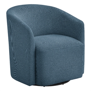 Pemberly Row Contemporary Blue Fabric Swivel Barrel Accent Chair