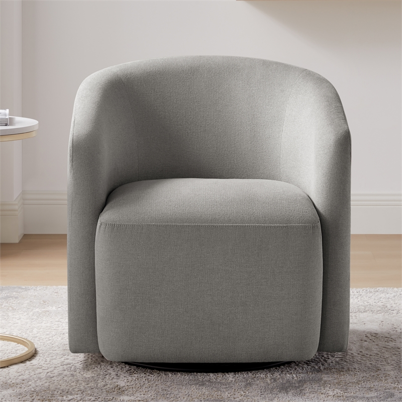 Pemberly Row Contemporary Gray Fabric Swivel Barrel Accent Chair