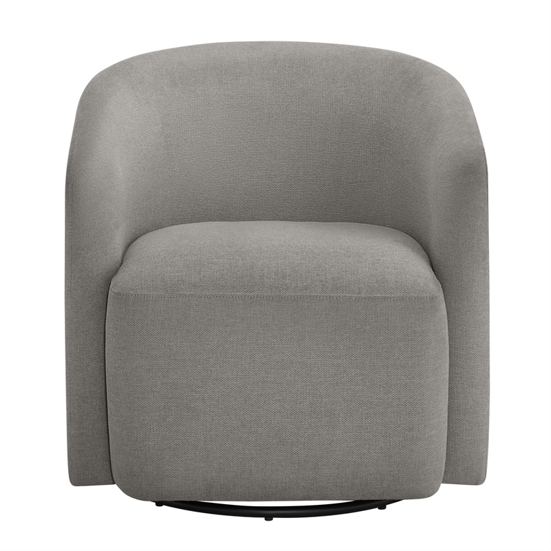 Pemberly Row Contemporary Gray Fabric Swivel Barrel Accent Chair