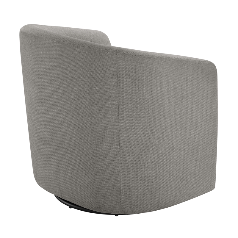 Pemberly Row Contemporary Gray Fabric Swivel Barrel Accent Chair