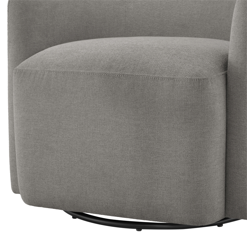 Pemberly Row Contemporary Gray Fabric Swivel Barrel Accent Chair