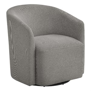 Pemberly Row Contemporary Gray Fabric Swivel Barrel Accent Chair