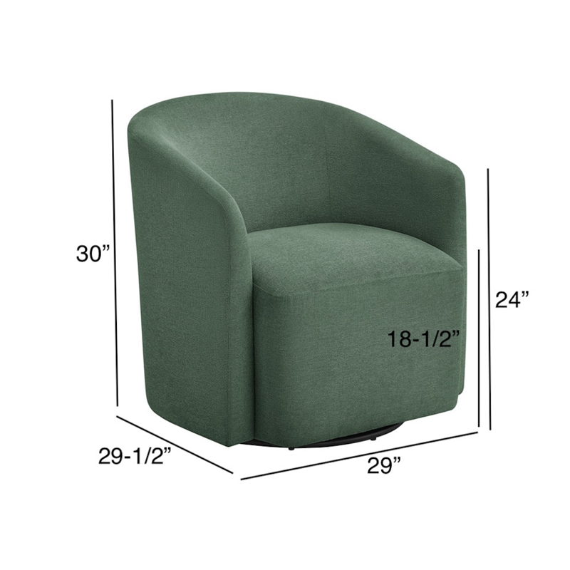 Pemberly Row Contemporary Green Fabric Swivel Barrel Accent Chair