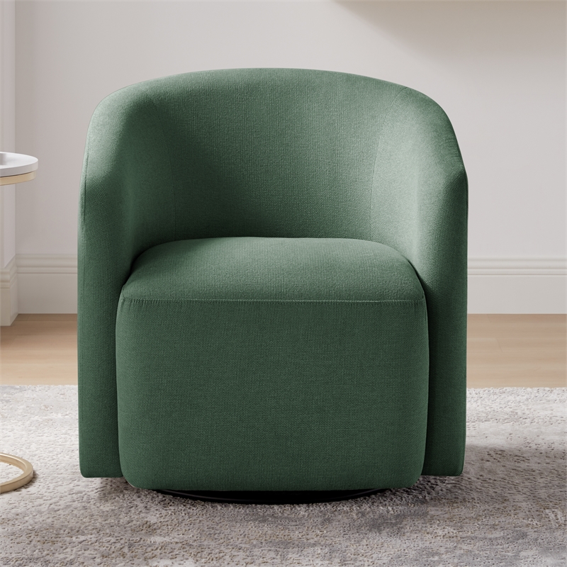 Pemberly Row Contemporary Green Fabric Swivel Barrel Accent Chair