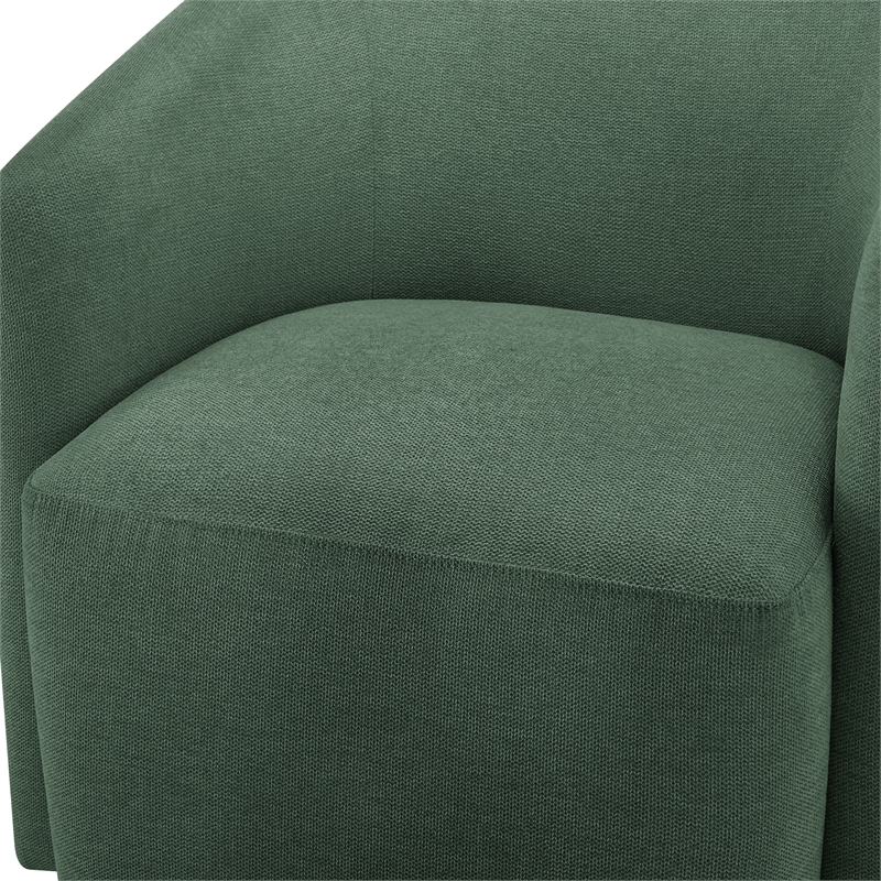 Pemberly Row Contemporary Green Fabric Swivel Barrel Accent Chair