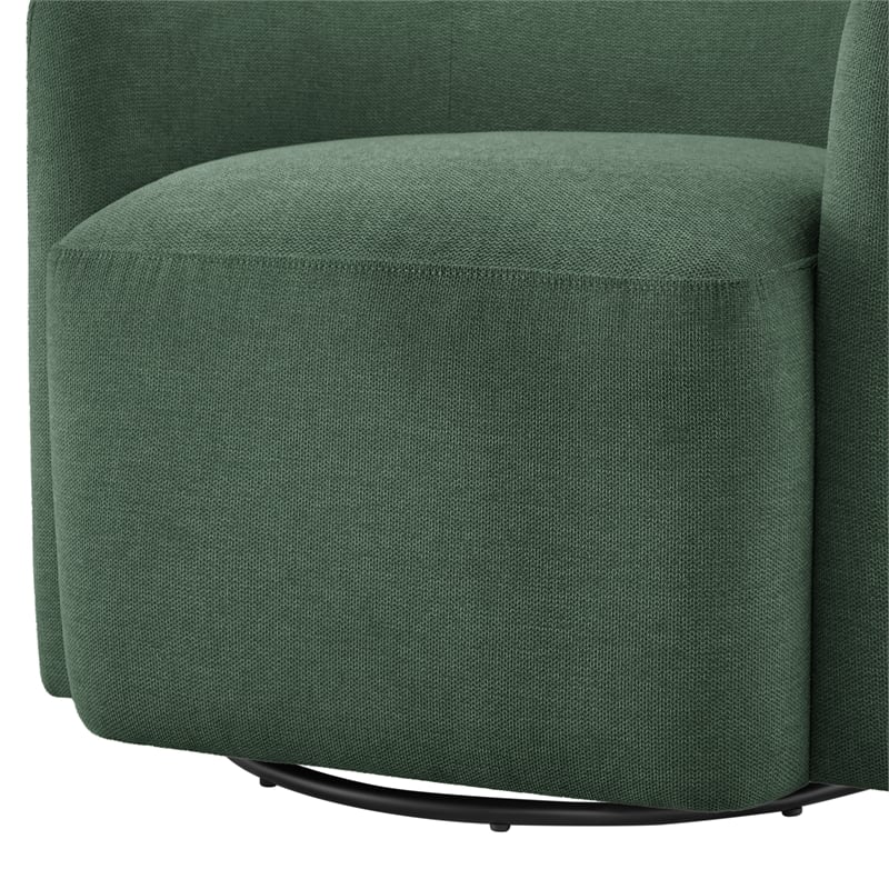 Pemberly Row Contemporary Green Fabric Swivel Barrel Accent Chair