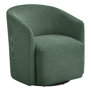 Pemberly Row Contemporary Green Fabric Swivel Barrel Accent Chair